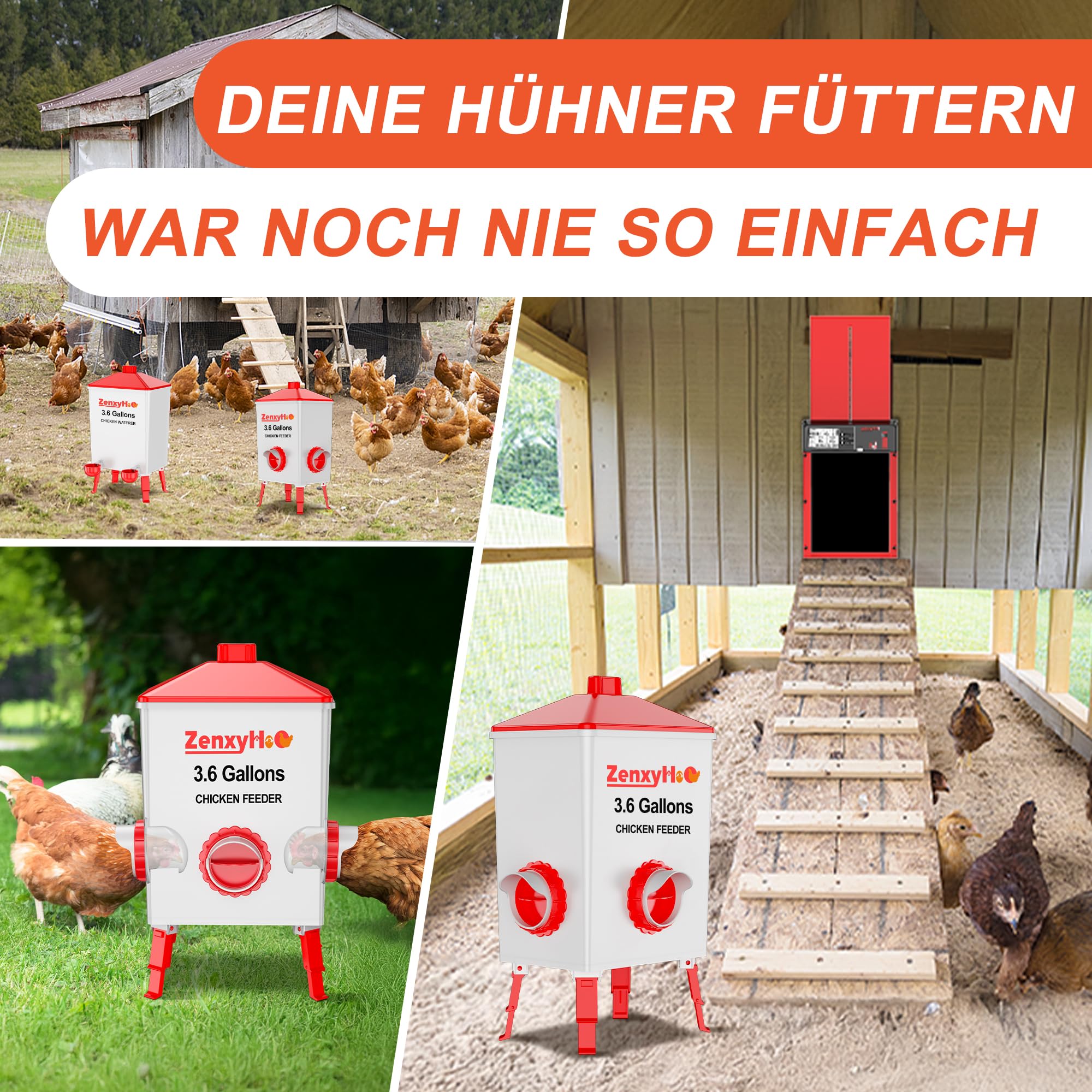ZenxyHoC DIY Hühner Futterspender ohne Verschwendung, 8-Ausgang Geflügel Futterautomat mit Lochsäge für Eimer und Tröge