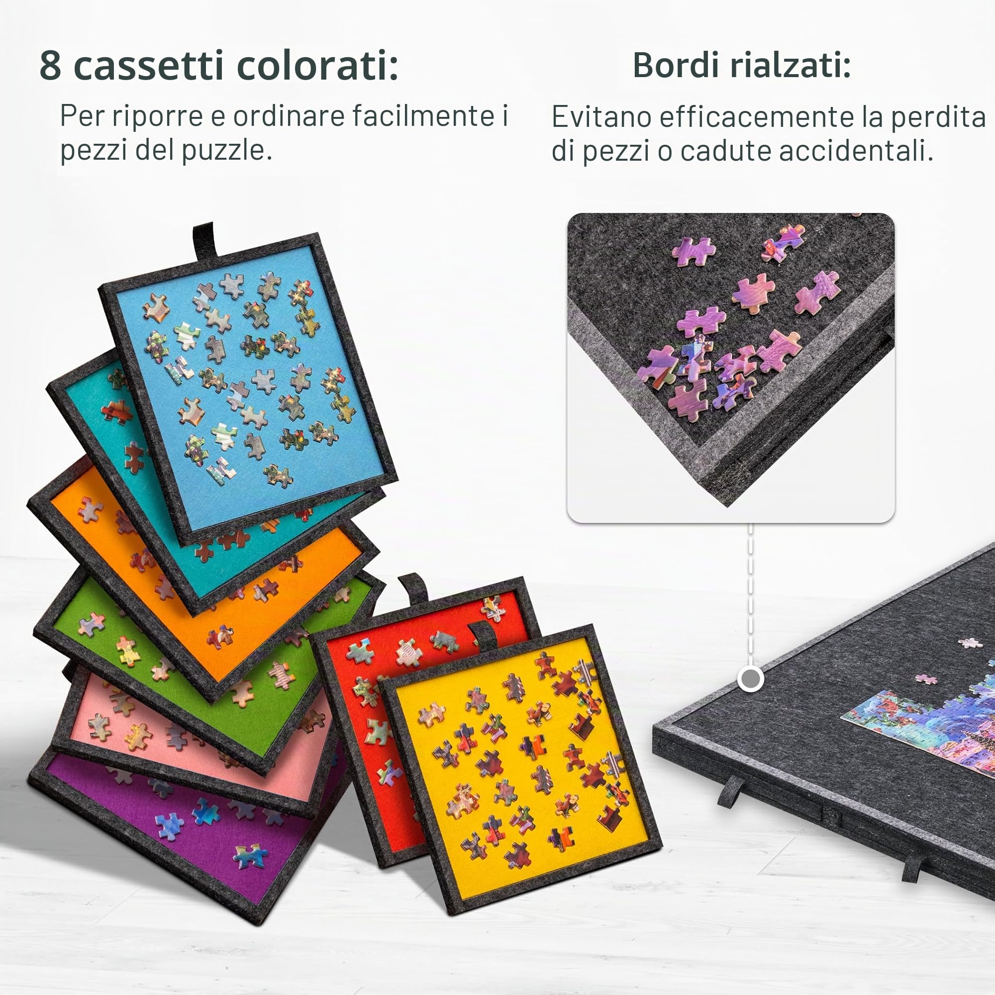 Lavievert Tavola puzzle inclinabile da 2000 pezzi con 8 cassetti colorati e copertura, tavolo pieghevole con cavalletto regolabile a 4 angolazioni