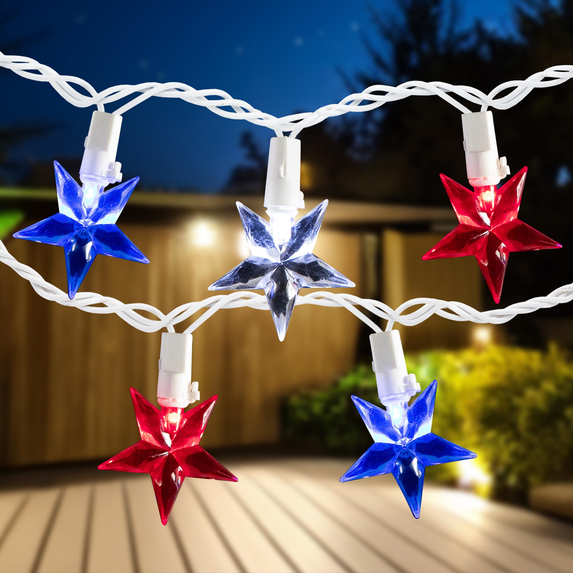 LED Patriotic Stars String Light Set - 7.25ft - White Wire - 10ct