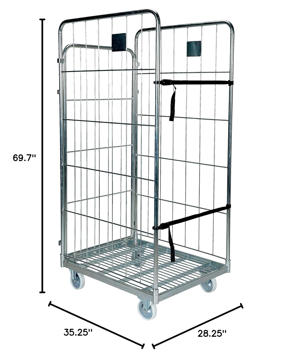 Vestil ROL-80 Galvanized Steel Foldable/Nestable Roller Container 1 Shelf 35-1/4 In. x 28-1/4 In. x 69-11/16 In. 660 Lb. Capacity Gray