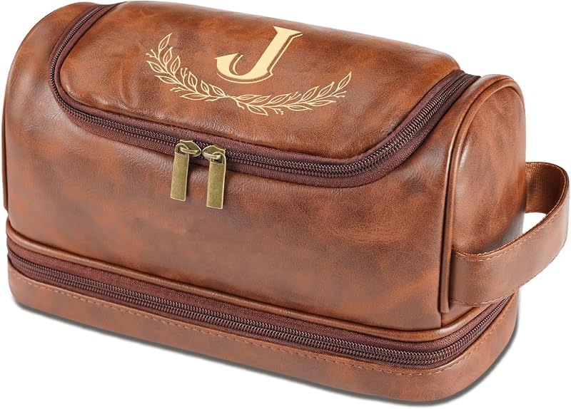 Necessaire de viagem Sparklove personalizada com inicial J, gancho e compartimento interno, 1 unidade