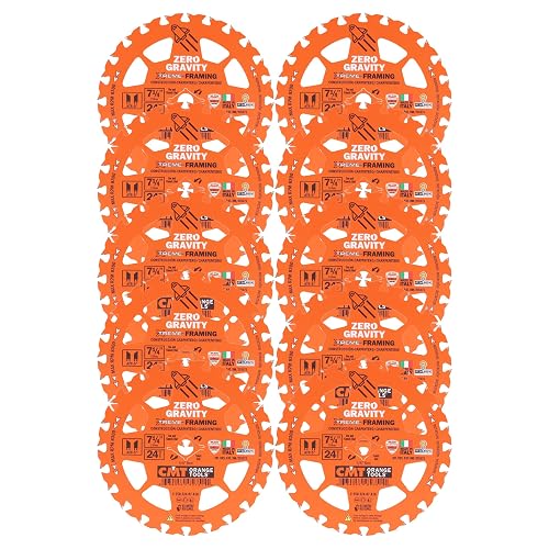 CMT Orange Tool 250.324.07-X10 FRAMING Zero Gravity 7-1/4”x5/8”, 10 Pack | Zero Gravity Framing Design | Framing | Construction | Wood Cutting Applications