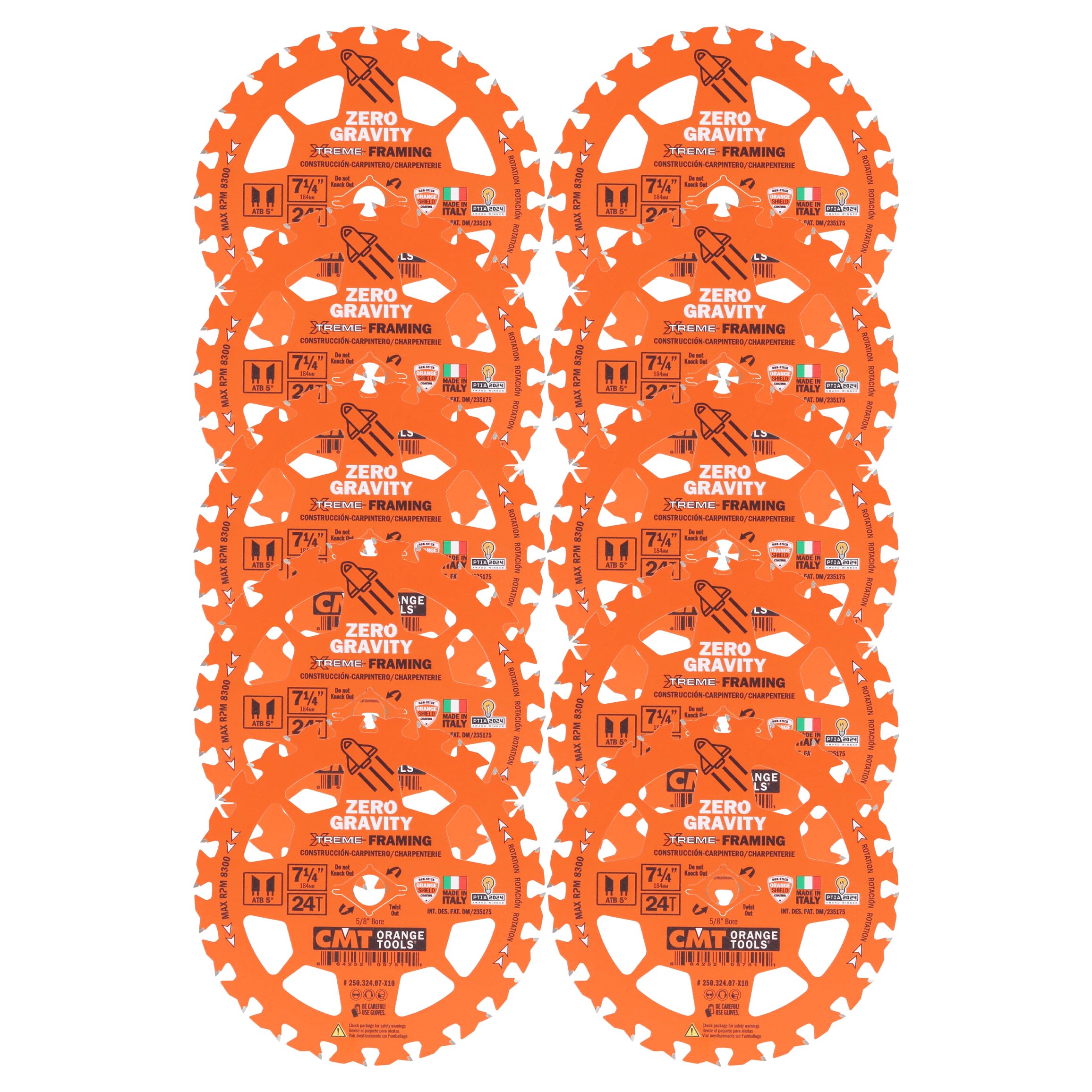 CMT Orange Tool 250.324.07-X10 FRAMING Zero Gravity 7-1/4”x5/8