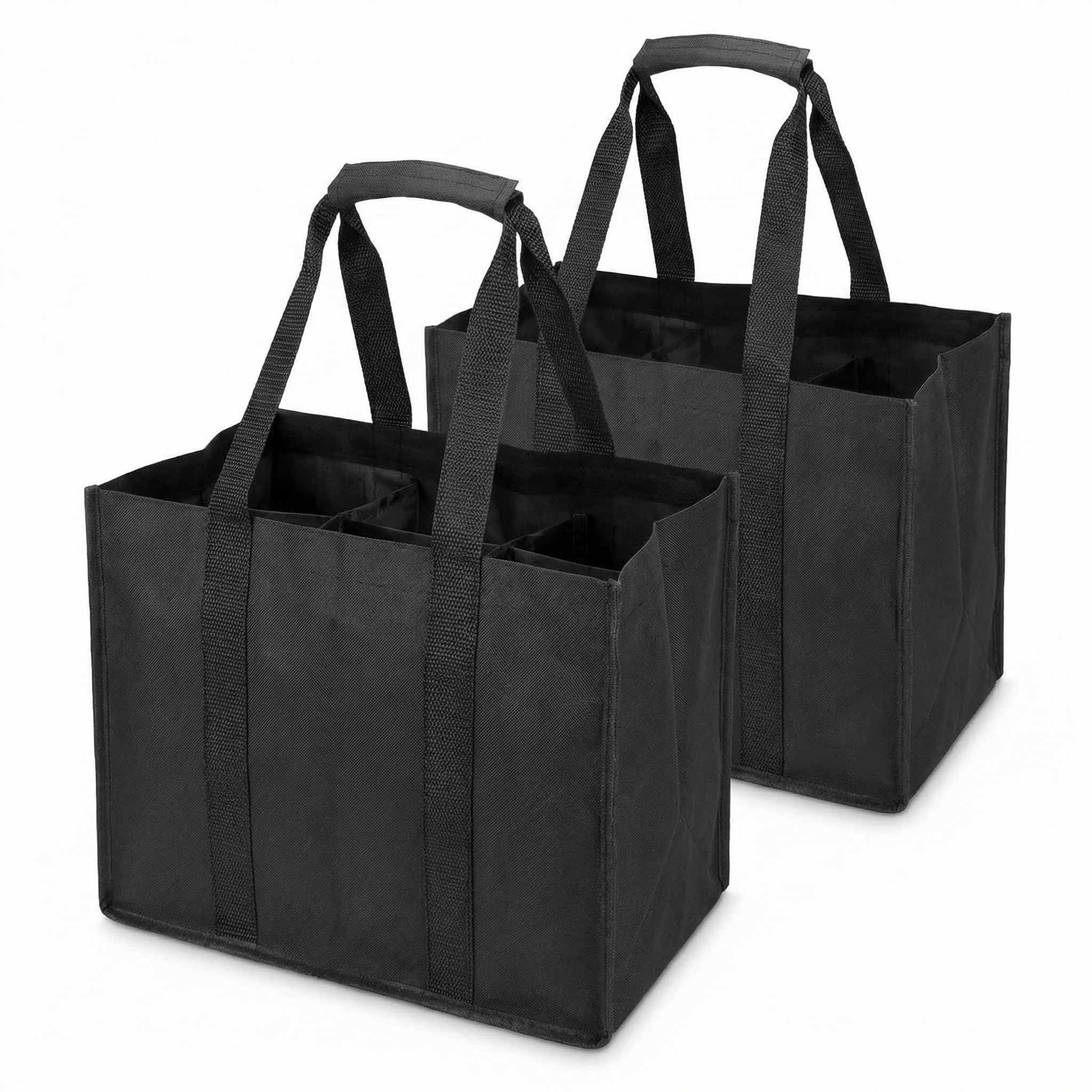 QWORK® 2 Pack Bottle Bags for 12 x 1.5L Bottles, Tear-Resistant Oxford with Dividers and Carry Handle, Foldable Carry Bag for Shopping and Camping,45x27x27cm