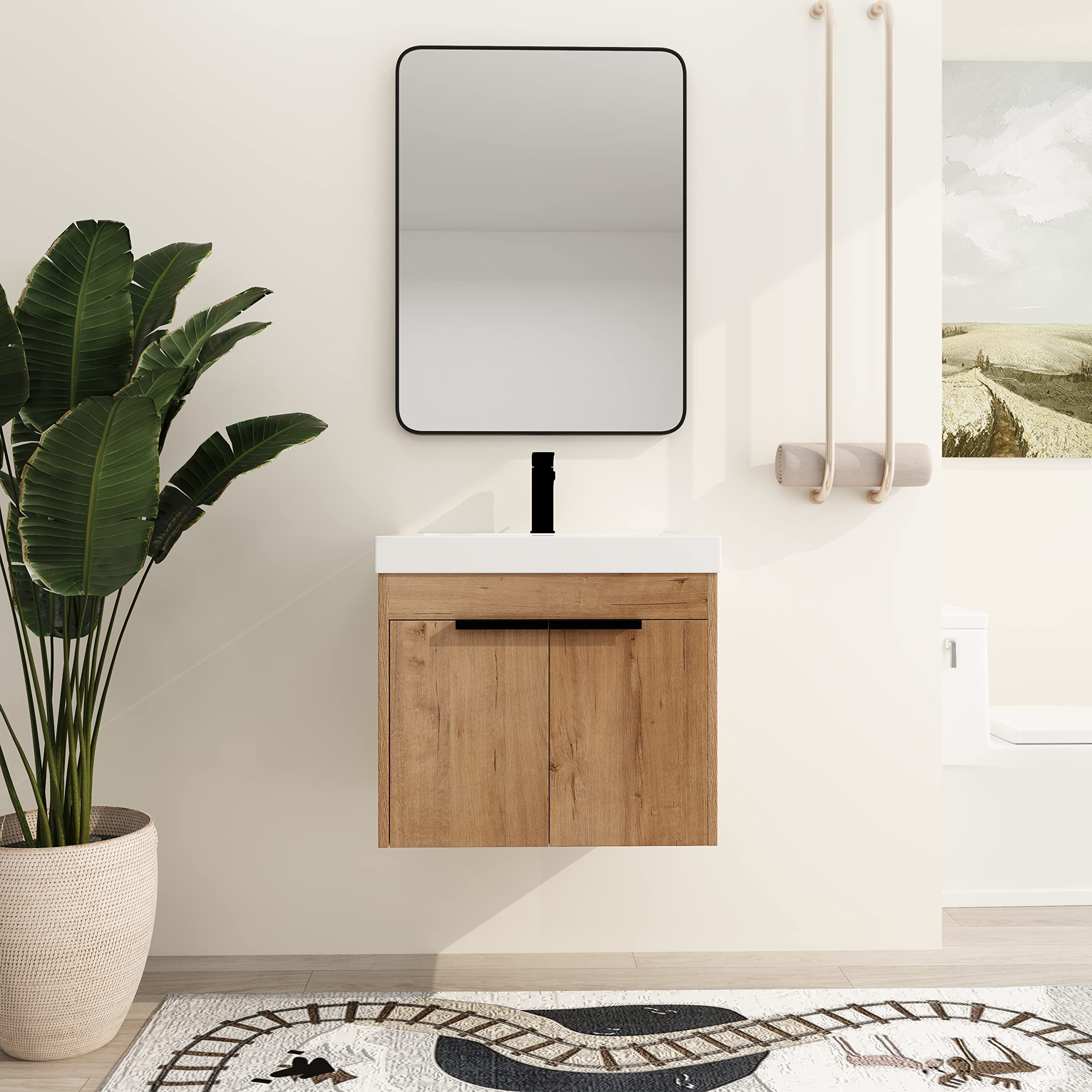 Malwee 24" Floating Bathroom Vanity with Sink, 24 Inch