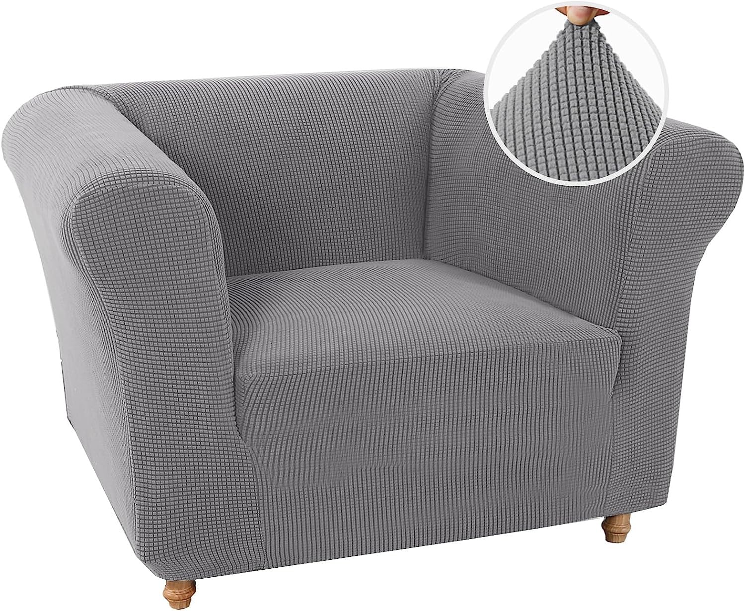 Wjhdwyd Grigio Chiaro Chesterfield Stretch Sofa Cover Non-Slip Stain Resistant Stretch Sofa Slipcover 3 Seater Sofa Cover With Armrests Super Soft Fabric(,1 Posto)