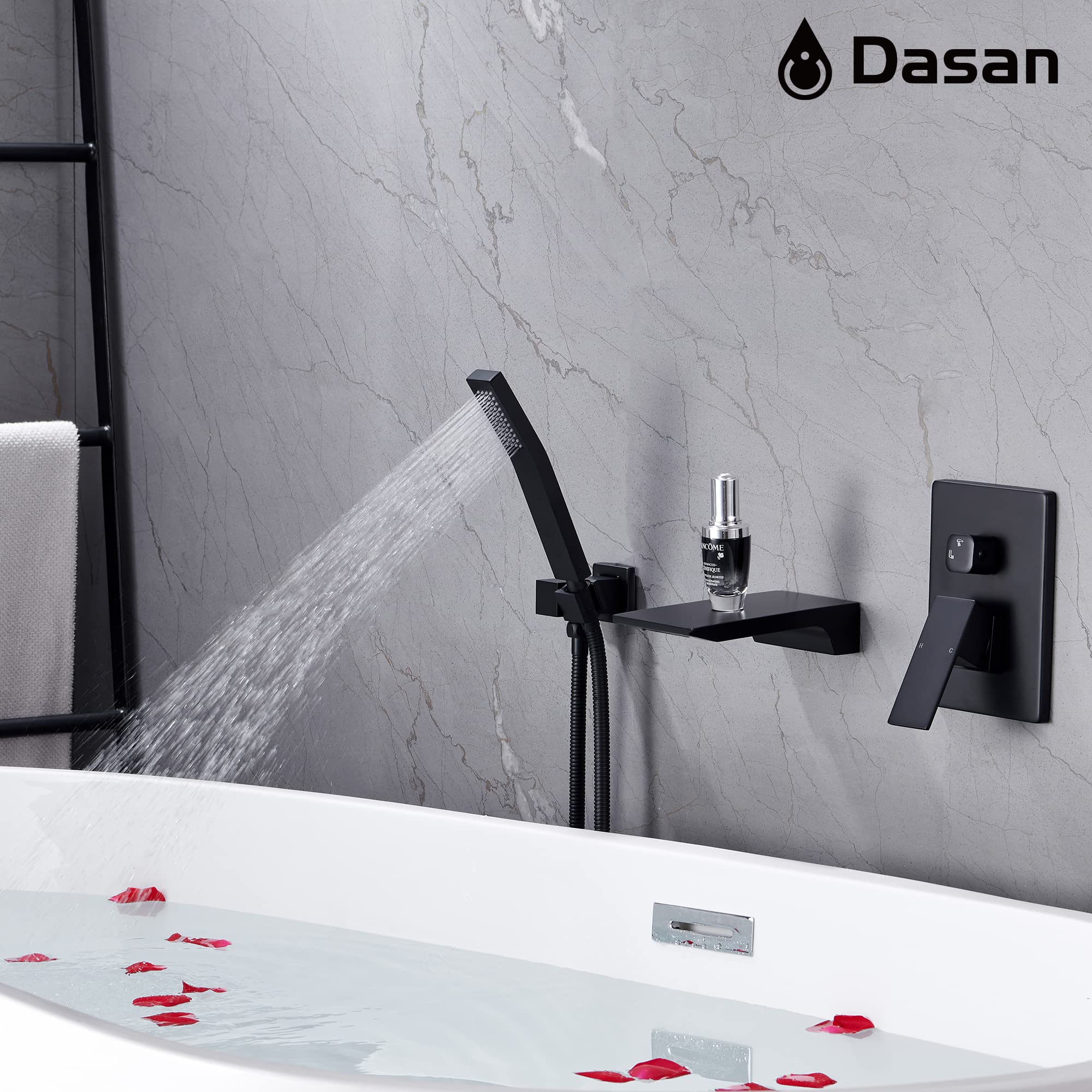 DASAN Badewannen-Armatur Mit Schwenkbarem Auslauf & Handbrause – Moderne Wandmontage In Poliertem Chrom