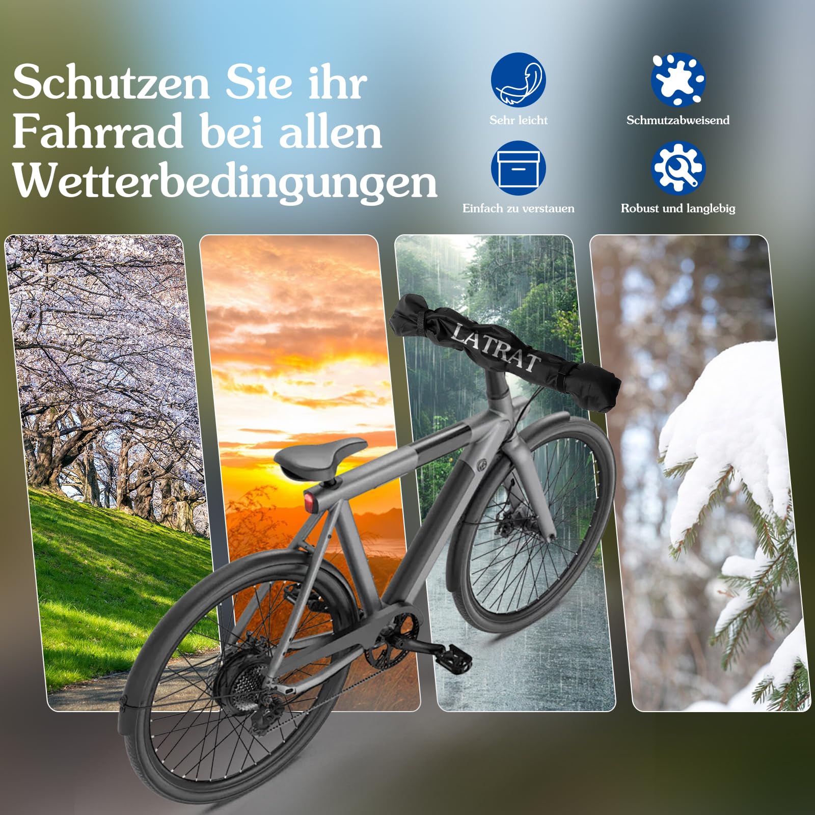 LATRAT Pokrowiec ochronny na kierownicę Ebike akcesoria rowerowe, wodoodporne, odporne na wilgoć i kurz, z taśmą klejącą akcesoria kempingowe, 80 x 17 cm