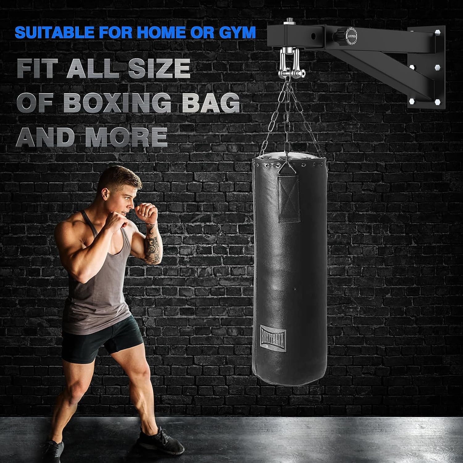 IMAYCC Supporto Professionale per Sacco da Boxe, Supporto Regolabile per Sacco da Boxe, Supporto da Parete per Borsa da Boxe, Supporto per Borsa da Boxe, Supporto per Borsa per Punch, Borsa Muay Thai