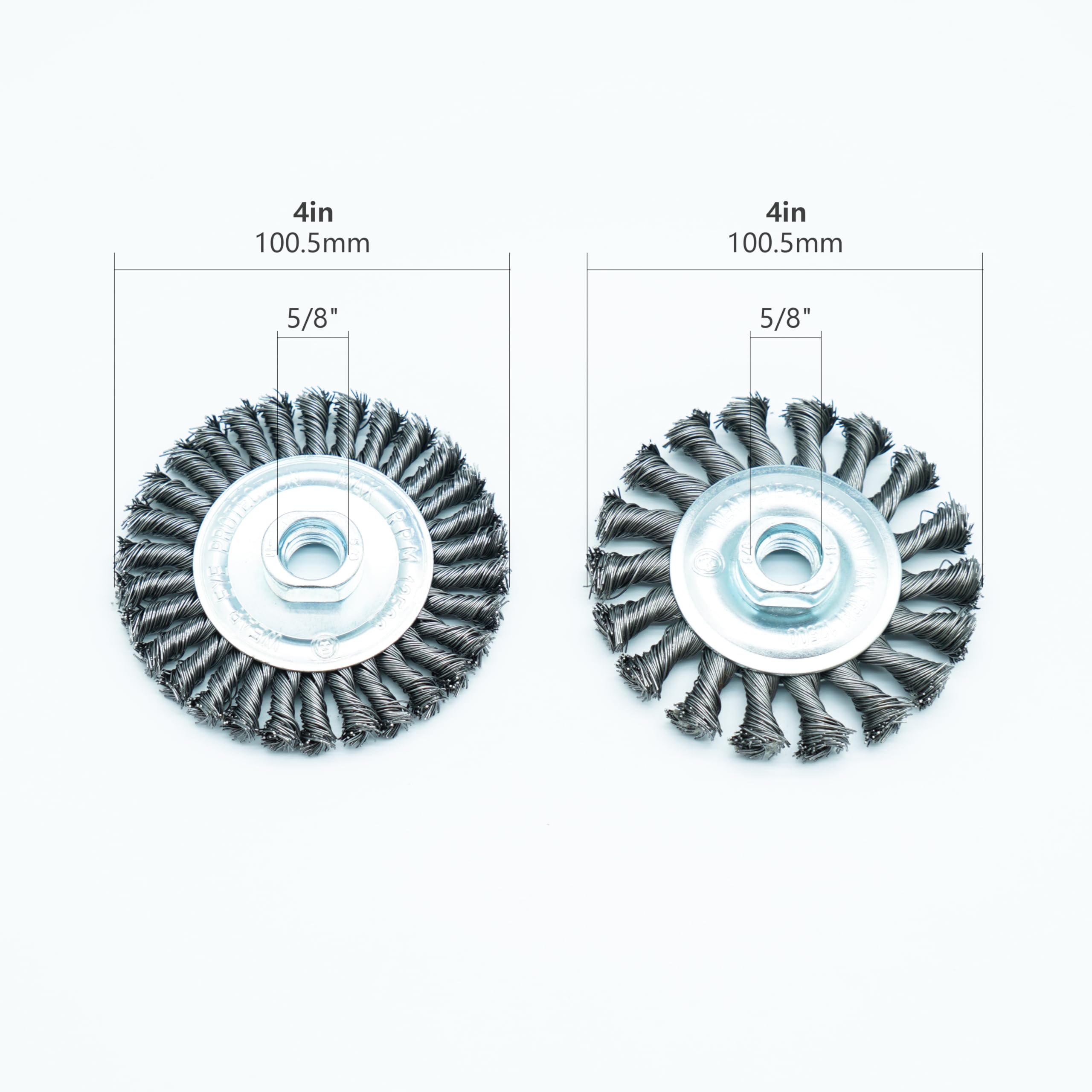 Eco Walker 4 Inch Twist Knotted Wire Wheel Brush Set for Angle Grinder with 5/8 Inch-11 Threaded Arbor - Heavy-Duty Conditioning for Various Metals (4)