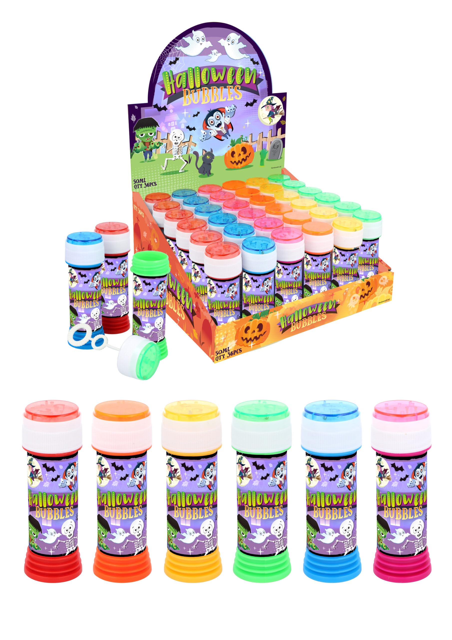 Henbrandt 1 x Children’s Halloween Bubble Tubs with Wands 50ml Kids Halloween Favours Party Bubbles Trick or Treat Goodies Spooky Fun Party Bag Favours Loot Bag Fillers Games for Boys and Girls