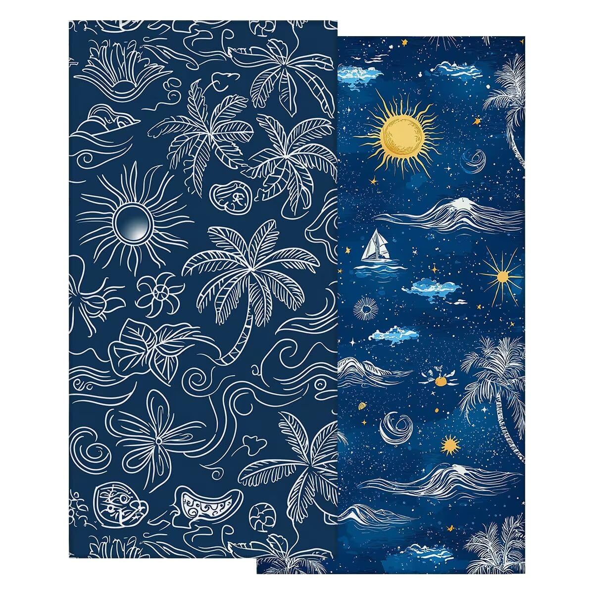 Ręcznik plażowy z mikrofibry, duży ręcznik plażowy 100 x 200 cm 2 sztuki, męski damski ręcznik gimnastyczny, odporny na piasek ręczniki plażowe, szybkoschnące ręczniki plażowe z mikrofibry (żółw