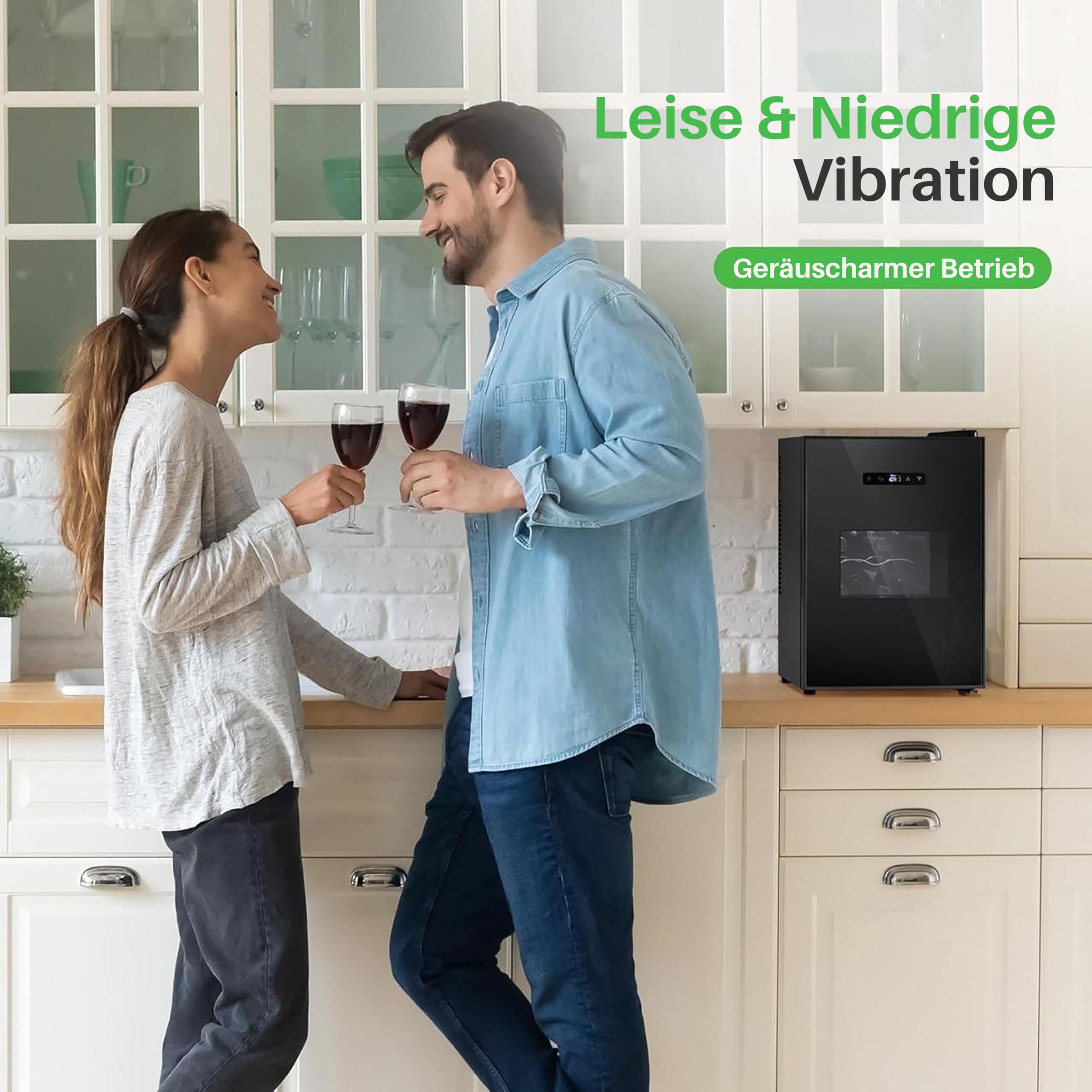 NutriChef Cantinetta Frigorifero Singola Zona-Wine Cooler/Chiller, Controllo Digitale a Pulsante con Guarnizione Ermetica, Posizionamento per Bottiglie in Piedi (Capacità di 12 Bottiglie), Nero