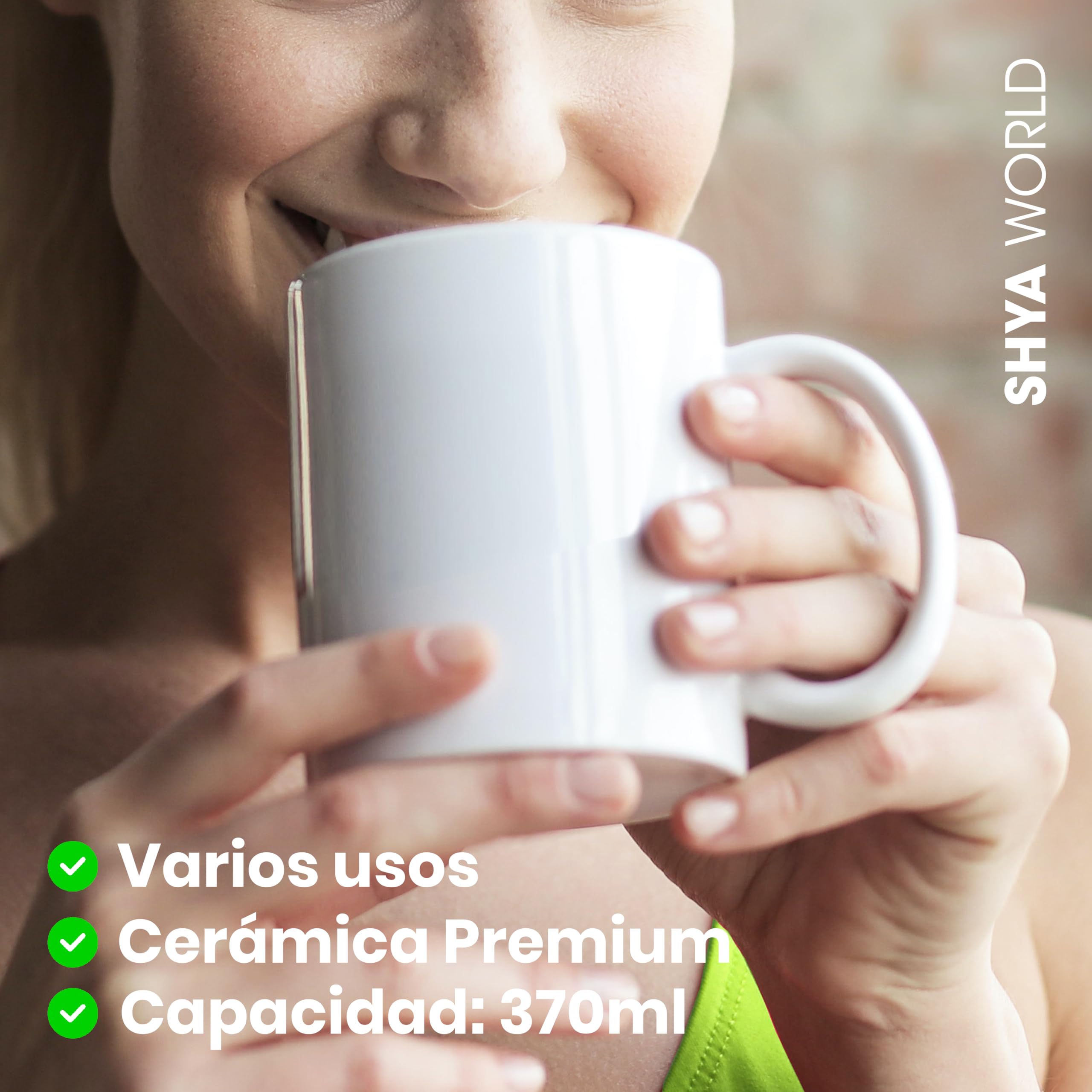 36 Tazas blancas de cerámica 370ml presentada en caja individual. Aptas para microondas y lavavajillas. (Blanco, 36)