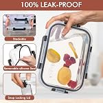8 Cups/ 63 Oz 4 Piece (2 containers + 2 Lids) Large Glass Food Storage/Baking Containers w/Locking Lids Ideal for Storing food, vegetables/fruits BPA Free & Leak Proof Microwave, Oven Safe - Black