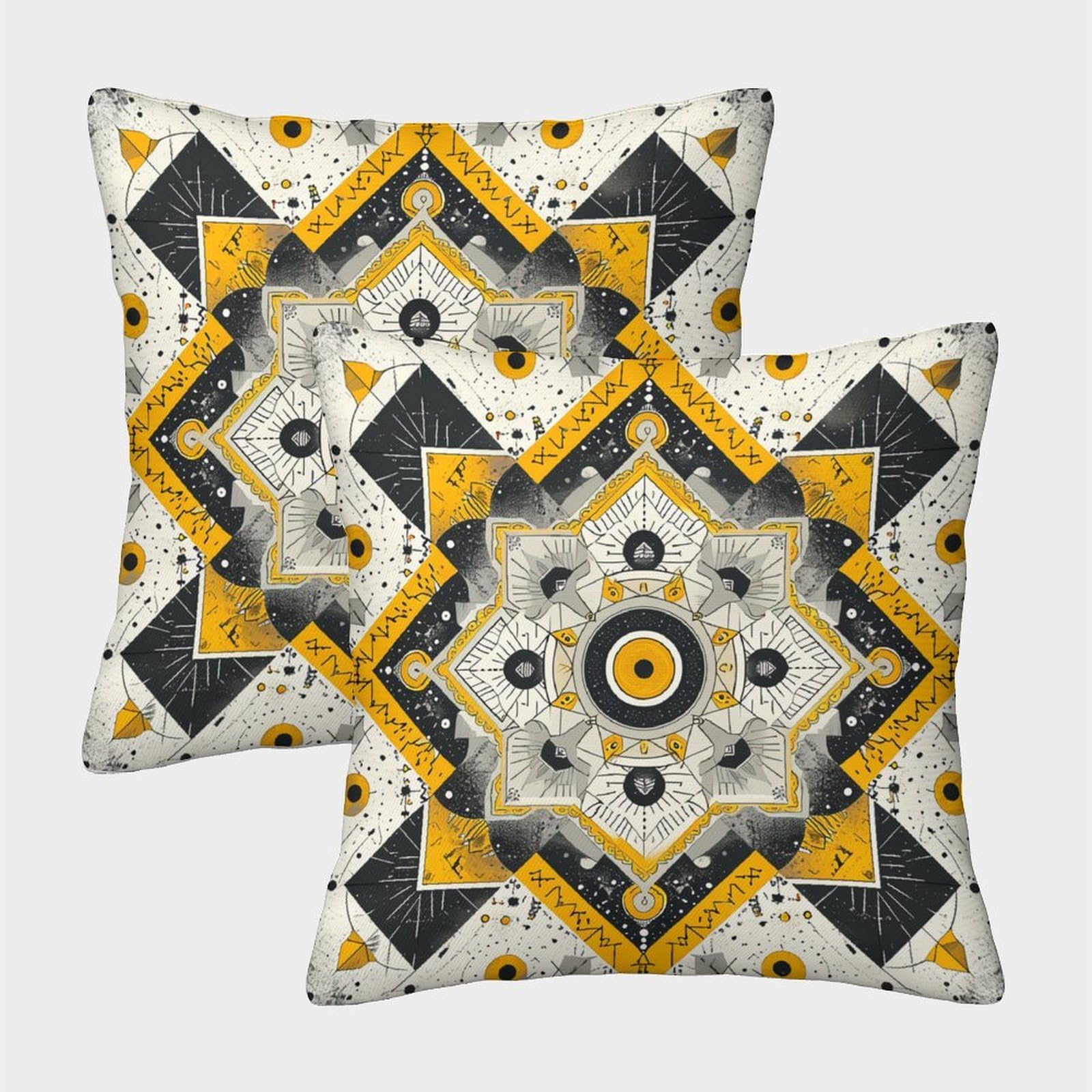kaiyun 2 Pack 3D Kaleidoscope, Geometric Lines Cushion 3D Soft Touch Pillowcase,sofa Chair Home Furnishings 40x40cm