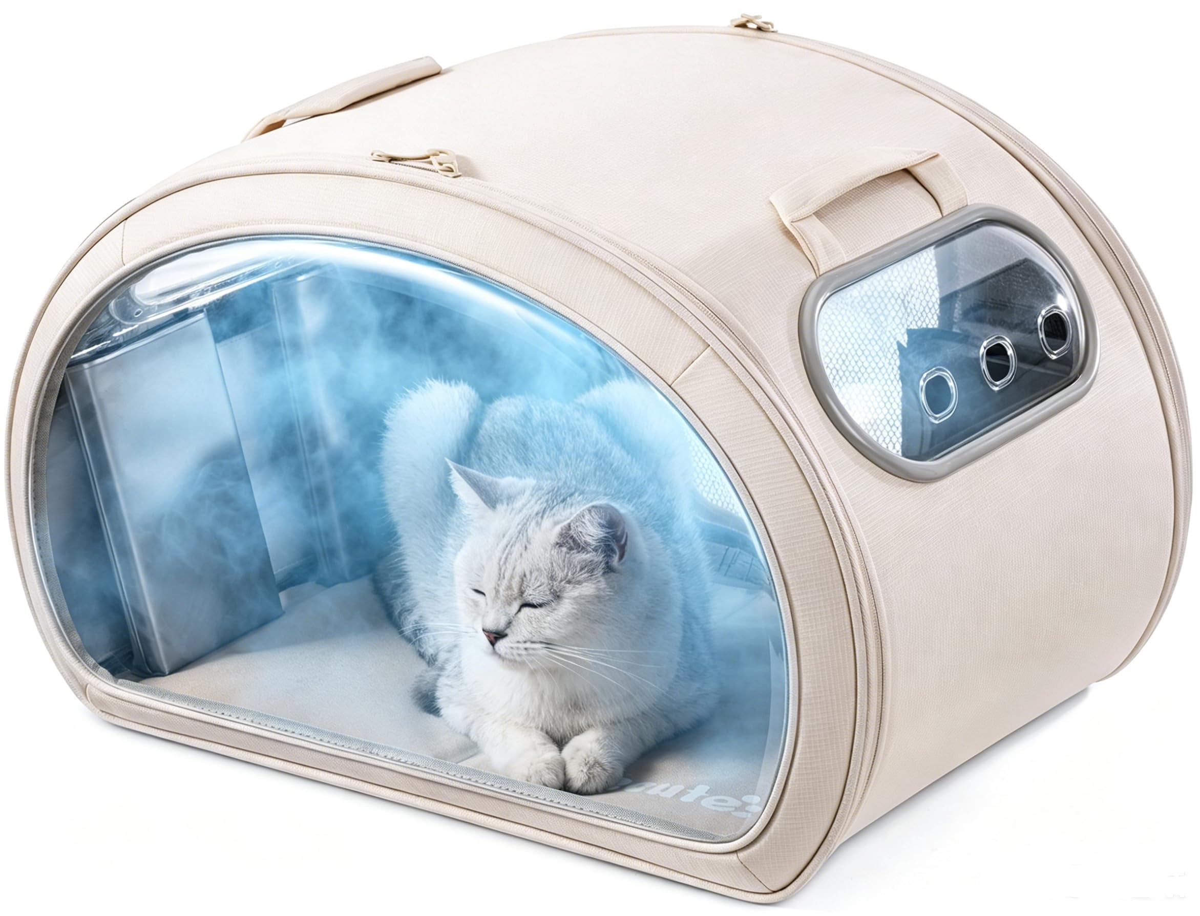 Pecute Katzenkühlhaus mit Kühlmatte – Faltbare Katzenhöhle mit Isolierung & 6 Kühlakkus, tragbares Katzenhaus mit transparentem Fenster, für Katzen & kleine Hunde