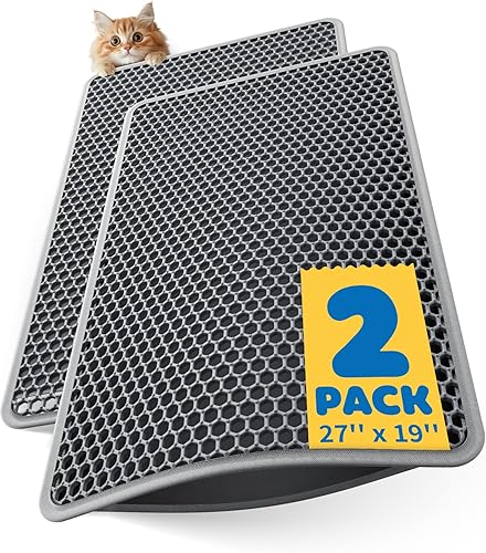 Miniatura 9 de Alfombrilla de Arena para Gatos de 35" x 30" - Alfombrilla Ultra Grande para Caja de Arena con Doble Capa, a Prueba de Orina y Antideslizante