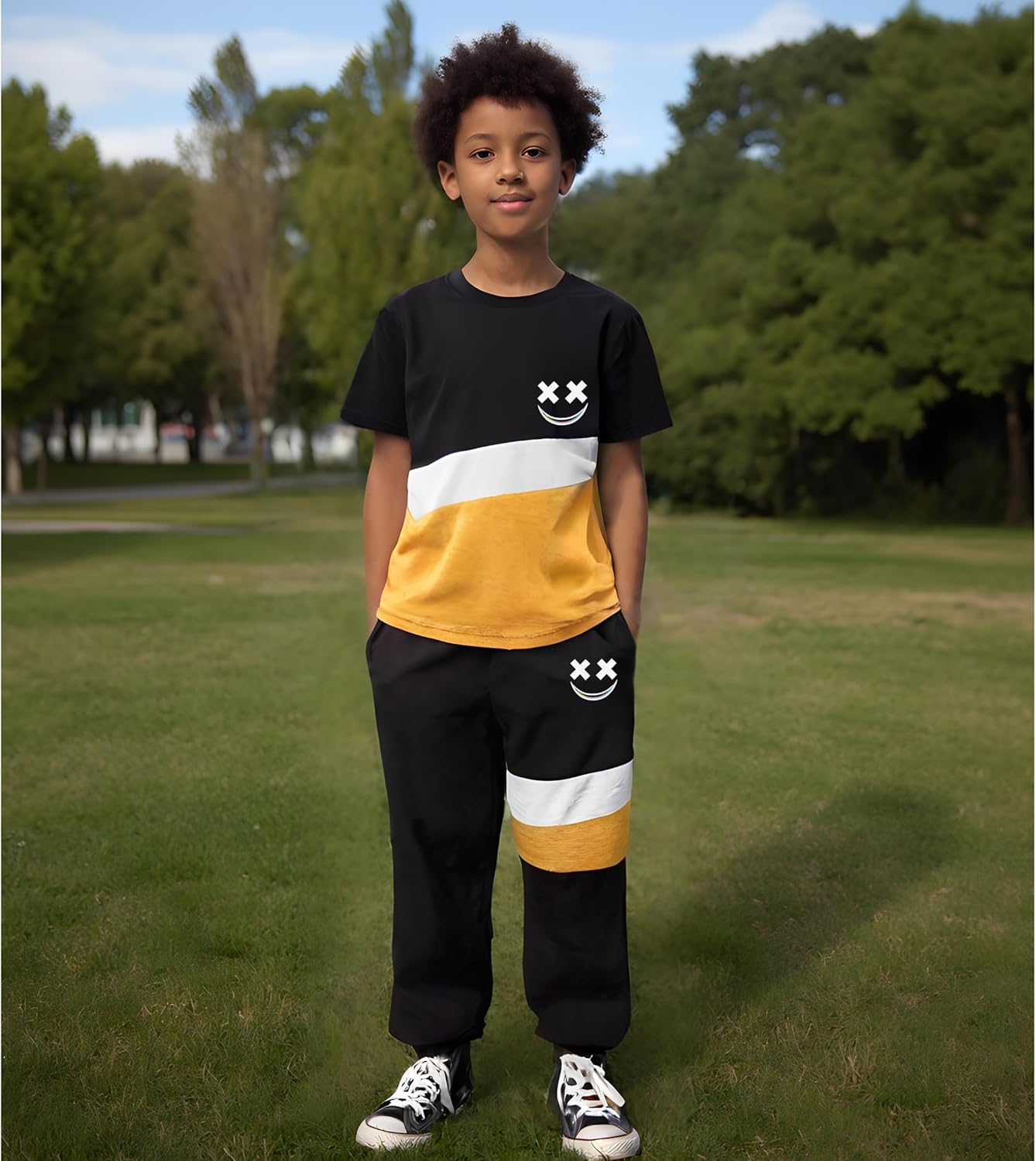 Size 5-13 Years Boys Summer/Spring Outfits Set Short Sleeve T-Shirt & Pants Kids Boys Fall Fashion Clothes Sets - Image 4