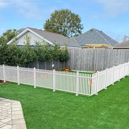 TANG 1 juego de vallas de vinilo de 30 pulgadas de alto x 84 pulgadas de ancho, panel de valla de estacas de plástico de PVC, decorativo para