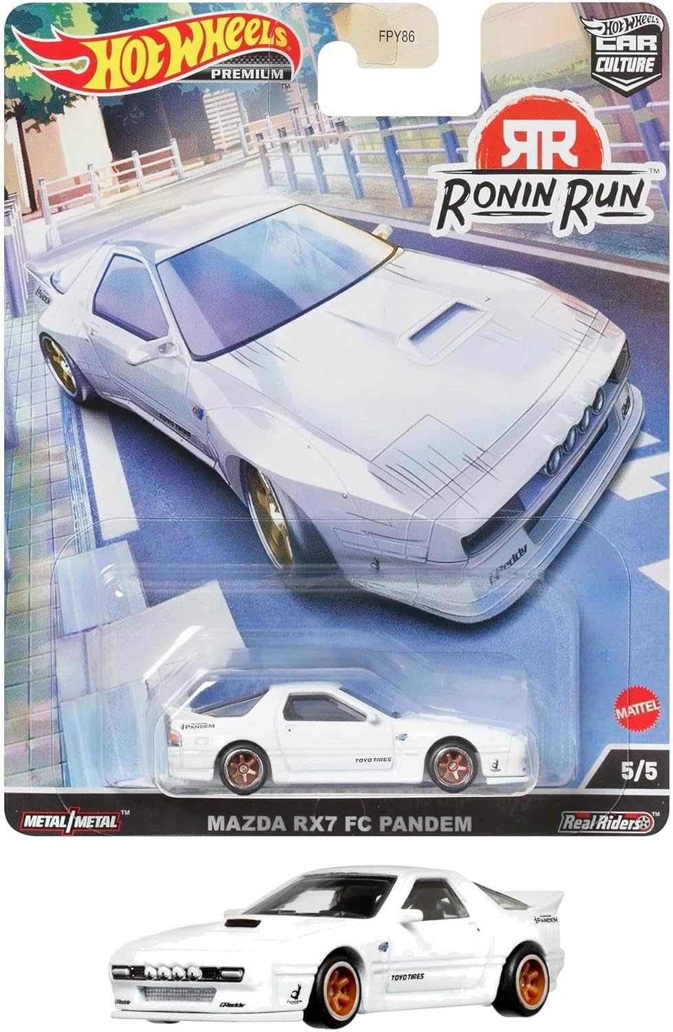 Hot Wheels Premium Ronin Run Mazda RX‑7 Bundle – ’95 Blue & FC Pandem White 1:64 Die‑Cast Duo, Ages 3+ (Pack of 2)