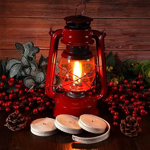 Miniatura 5 de 5 rollos de mechas de lámpara de aceite planas con puntada para lámparas de aceite y quemadores de velas, 30 pies (rojo, 12 pulgada)