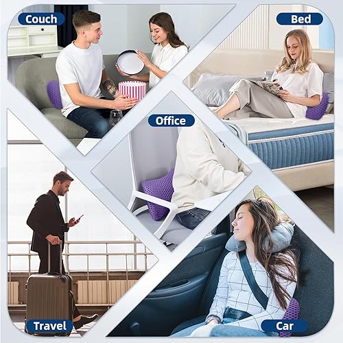 Vista 31 de Almohada lumbar, almohada de apoyo lumbar de espuma viscoelástica para silla de oficina y asiento de automóvil, almohada de apoyo para aliviar