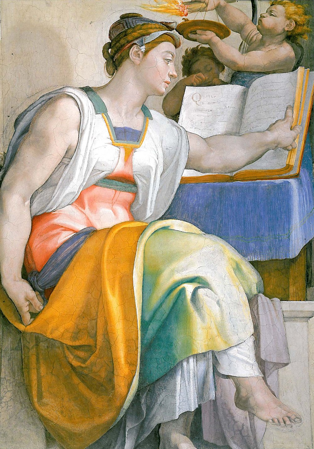 Michelangelo Sibylle d'Érythrée grand format encadré noir art d'exception