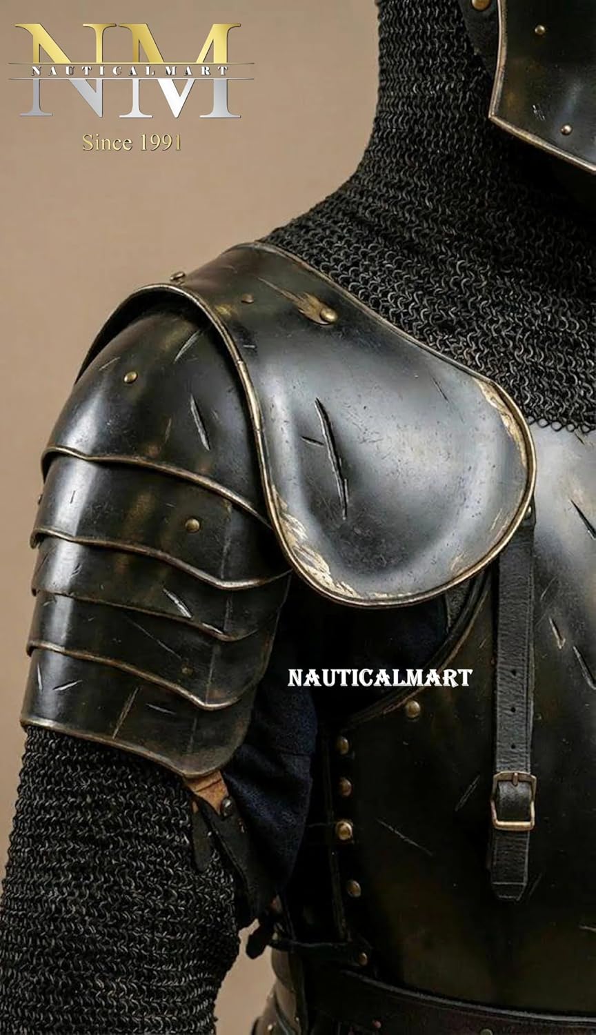 Medieval Black Templar Knight Full Armor Suit | Handcrafted Steel Plate for LARP, Cosplay & Collectors Royal Crusader Knight Full Armor Set | Wearable 18-Gauge Steel Body Armour with Cape & Shield