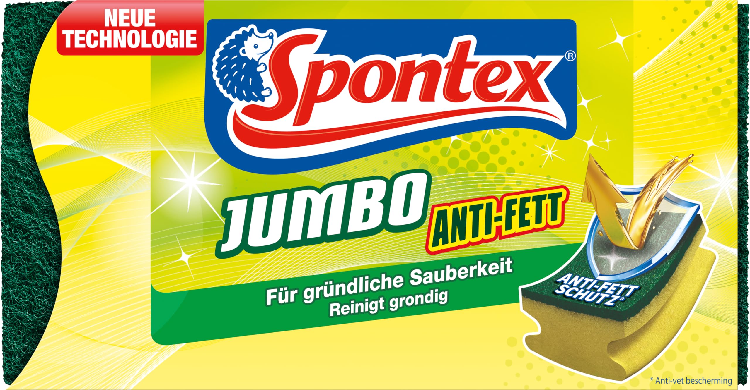 Spontex Jumbo: Spugna Anti-grasso Gigante Con Fibre Riciclate, Protezione Antipelucchi