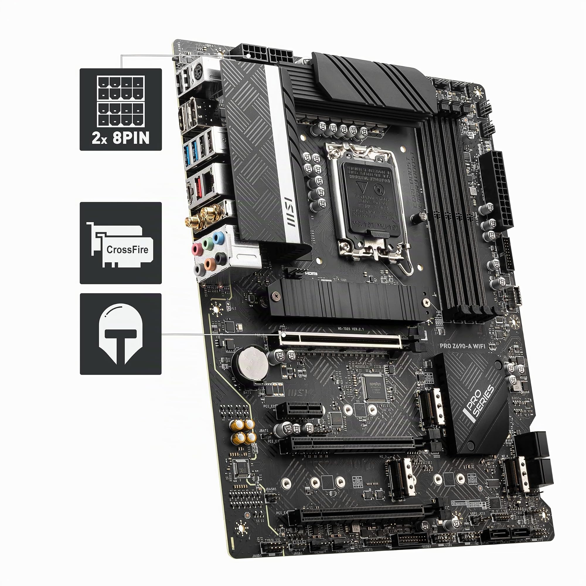 MSI PRO Z690-A WiFi Mainboard ATX, unterstützt Intel Prozessoren 12. Generation, LGA 1700, 14 Duet Rail 55A VRM, DDR5 Memory Boost 6400MHz/OC, 1 x PCIe 5.0 x16, 3 x M.2 Gen4 x4, 2.5G LAN, Wi-Fi 6E