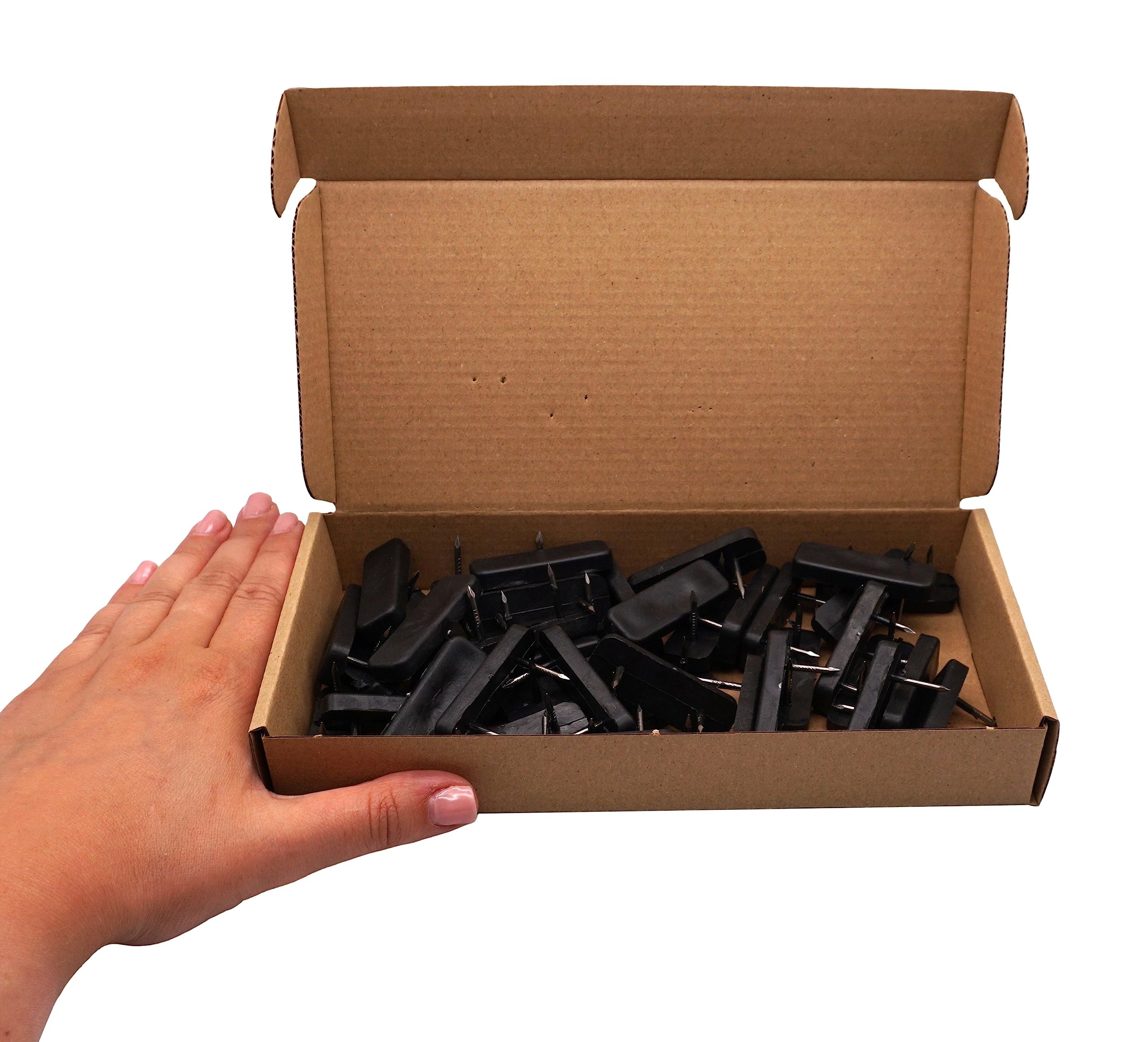 SKIR'CO 40 pcs, Black Plastic Furniture Legs 45 x 15 mm, Rectangular Furniture Sliders with Steel Nails, Small Furniture Feet - Image 4