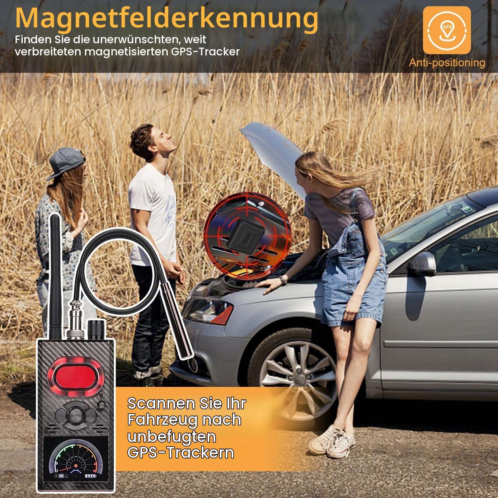 Wanzen Detektor RF Wireless,Wanzendetektor GPS Spy Finder,Versteckte Kamera Detector für GSM Tracker Abhörgeräte Funkkameras Wanzenfinder Infrarot Detector Starke magnetische Detektor