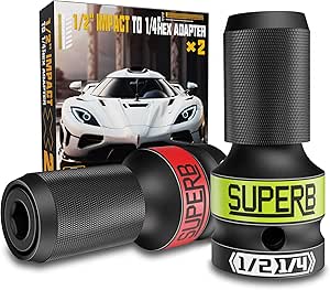 SKRWEAX Impact Wrench Adapter, 1/2&#34; Drive to 1/4&#34; Hex Converter, 1 2&#34; Socket to 1 4&#34; hex Quick-Change Chuck for Impact Wrench and Ratchet Wrench,2PCS