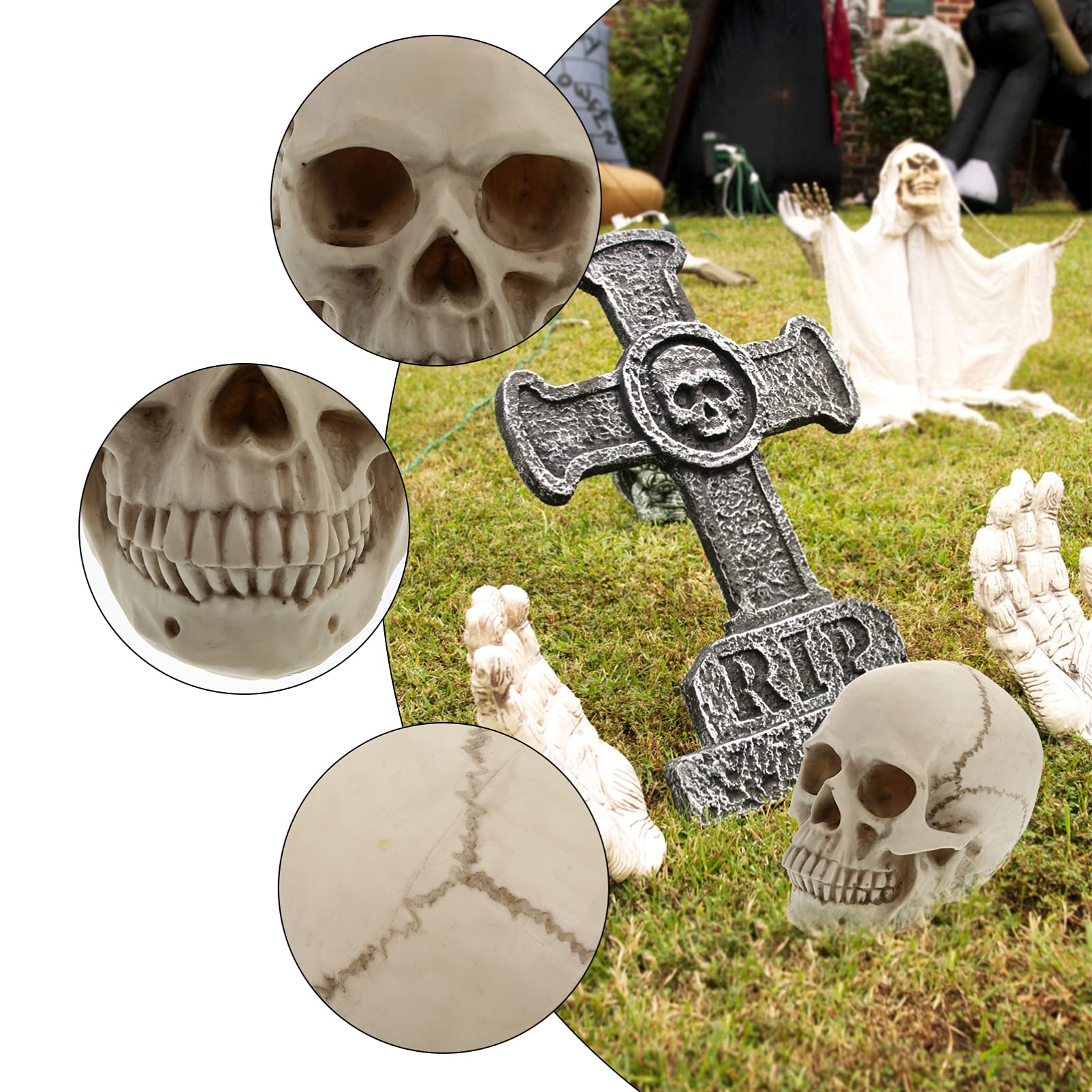 Tomaibaby 1 Pc Cráneo De Resina Esqueleto Decoración De Halloween Apoyo De Copia De Arte Modelo De Cráneo Humano Cráneo Humano De Resina Víspera De Todos Los Santos Estatua Niño
