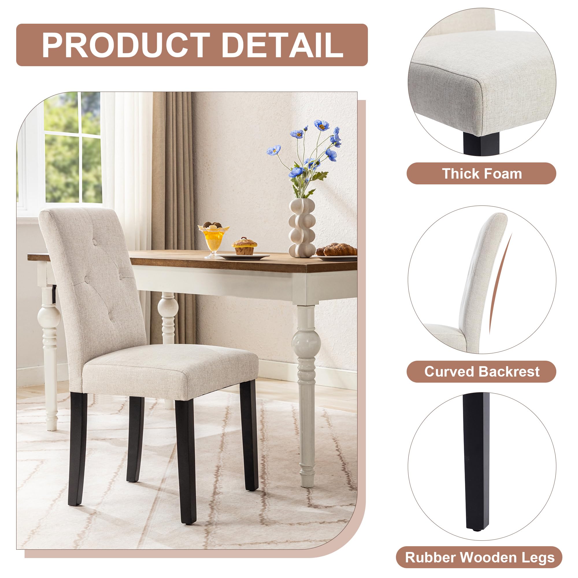 Amazon.com - VECELO Upholstered Dining Chairs Set of 6, Modern