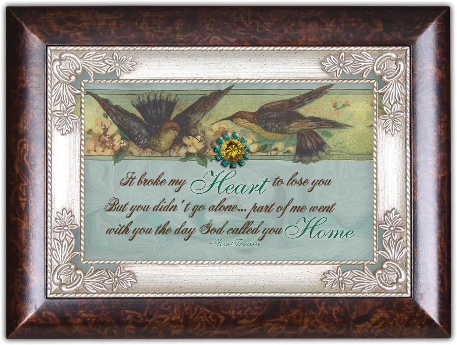 Cottage Garden It Broke My Heart to Lose You Burlwood Jewelry Music Box Plays Amazing Grace