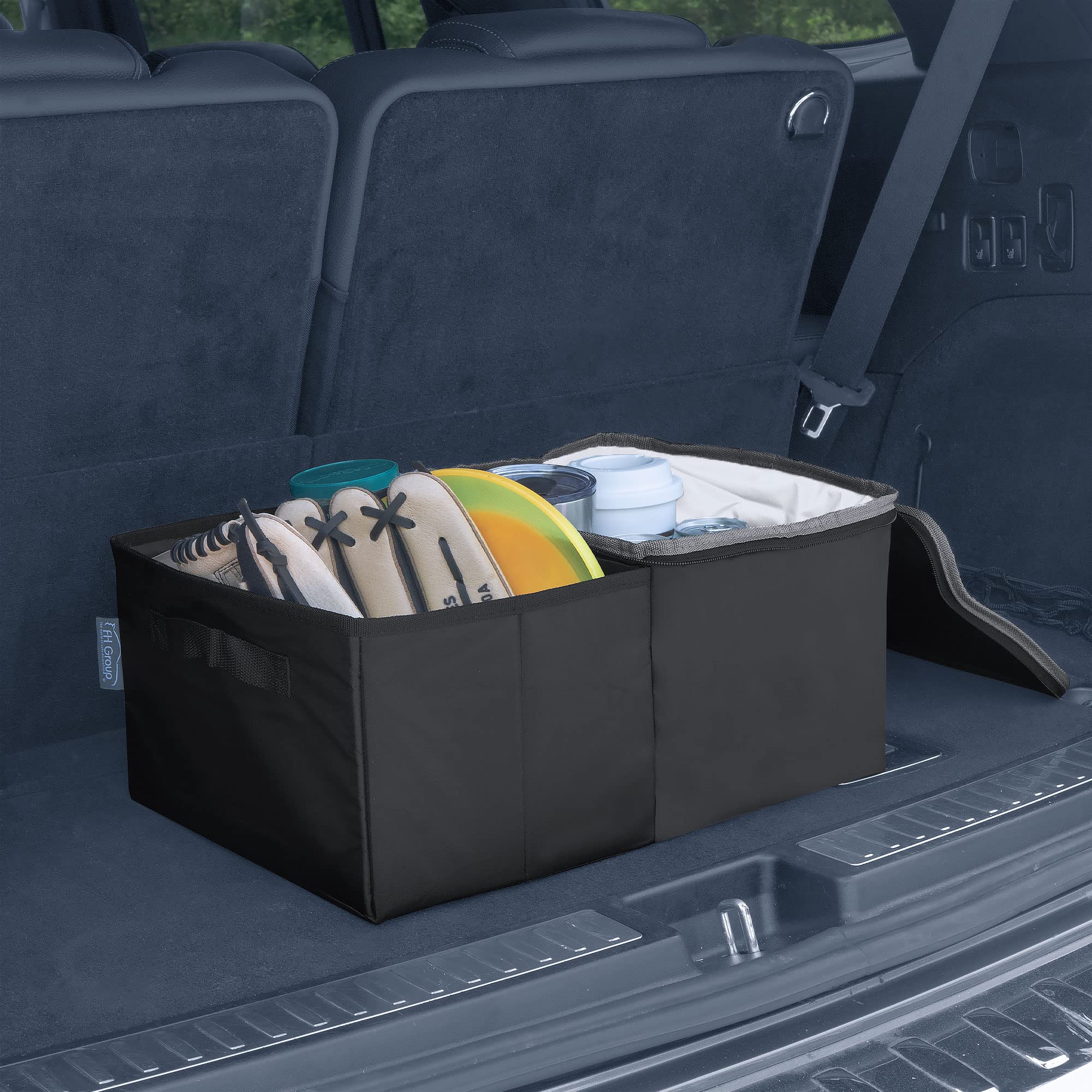 FH Group Multipurpose Car Trunk Cargo Storage with Cooler for Picnics, Camping (Gray/Black)