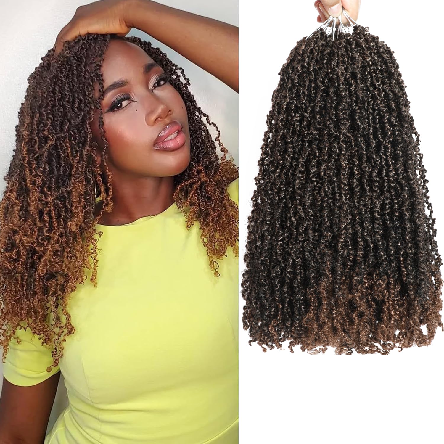 Yanky Crochet Hair 16 Inch Pre-Twisted Natural Black Kinky Mini Spring Twist Senegalese Braids