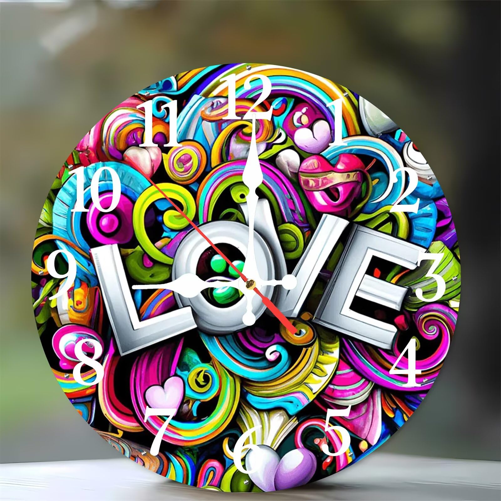 Horloge murale silencieuse sans tic-tac motif amour pour chambre