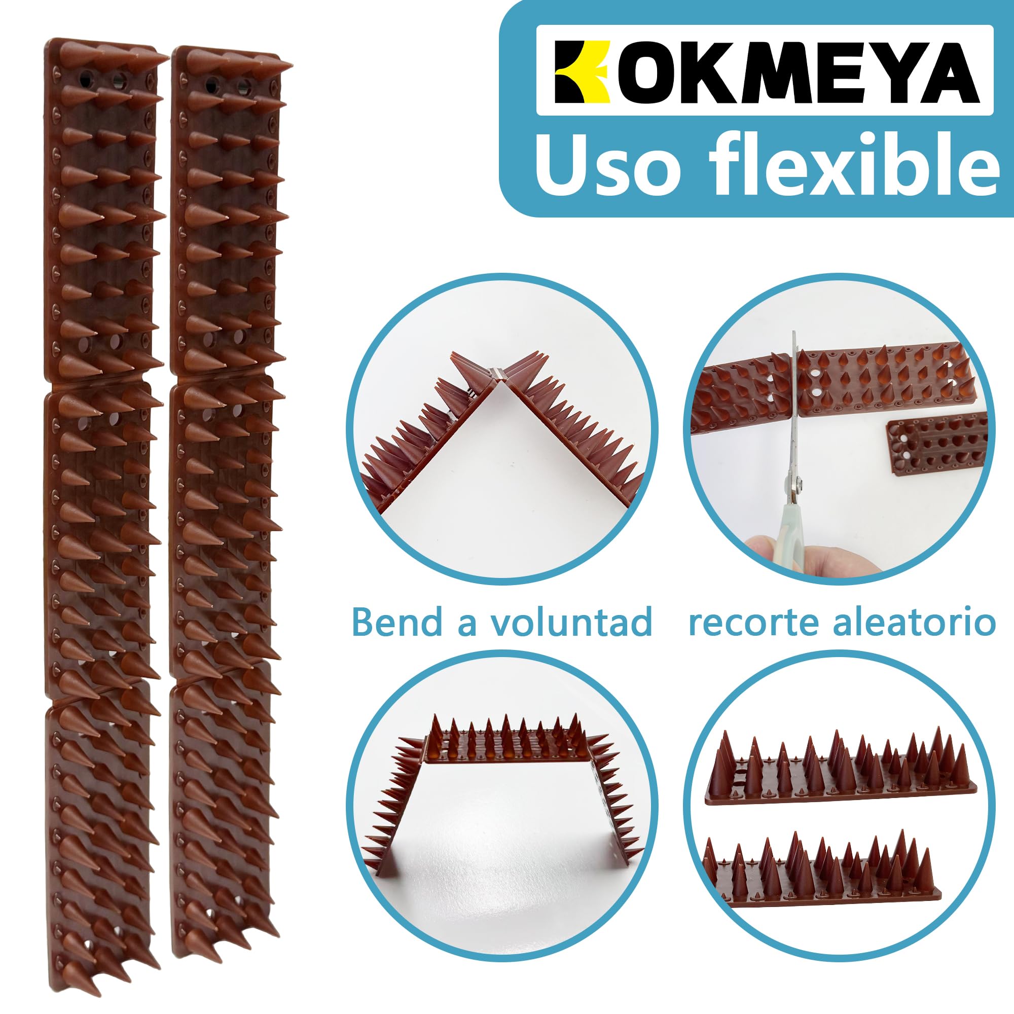 KOKMEYA - Puntas de paloma, marrón, paquete de 12, puntas de pájaro para exteriores para mantener alejadas a los gatos, mapaches, ardillas y palomas, puntas para gatos para jardín interior y exterior — view 8
