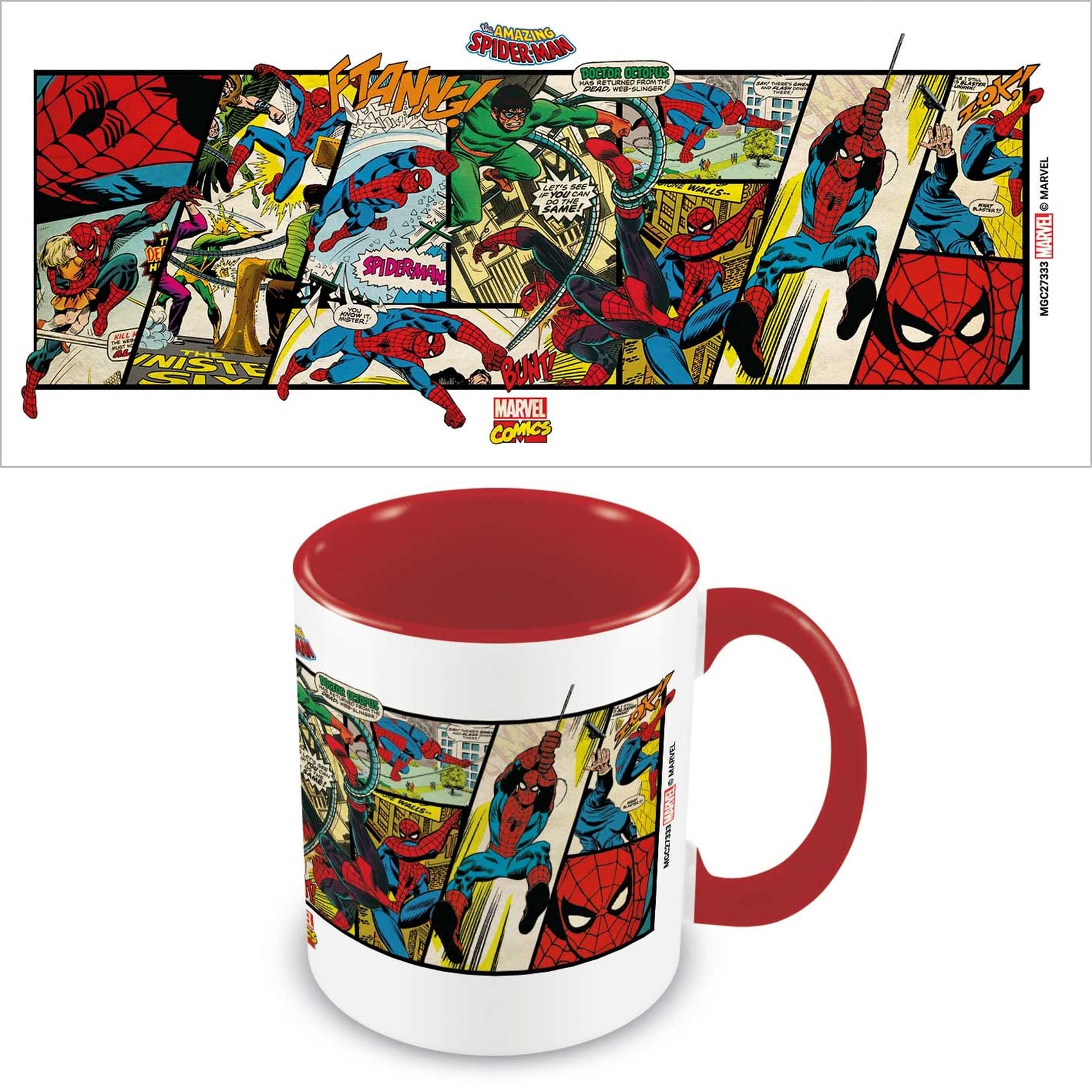 Pyramid International Bule Marvel Comics Spider-Man Mug In Presentation Gift Box (Spider-Man Panels Design) 11Oz Ceramic Mug - Official Merchandise, Red,