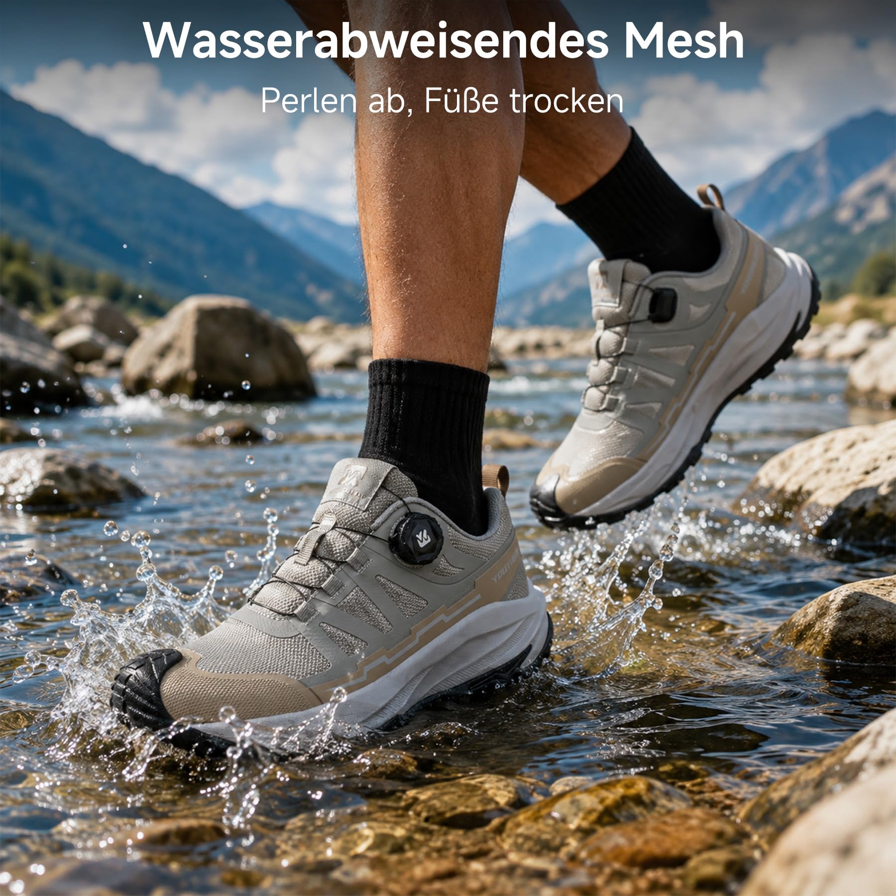 YOUTHUP Herren Wanderschuhe Wasserdicht Laufschuhe mit Drehverschluss