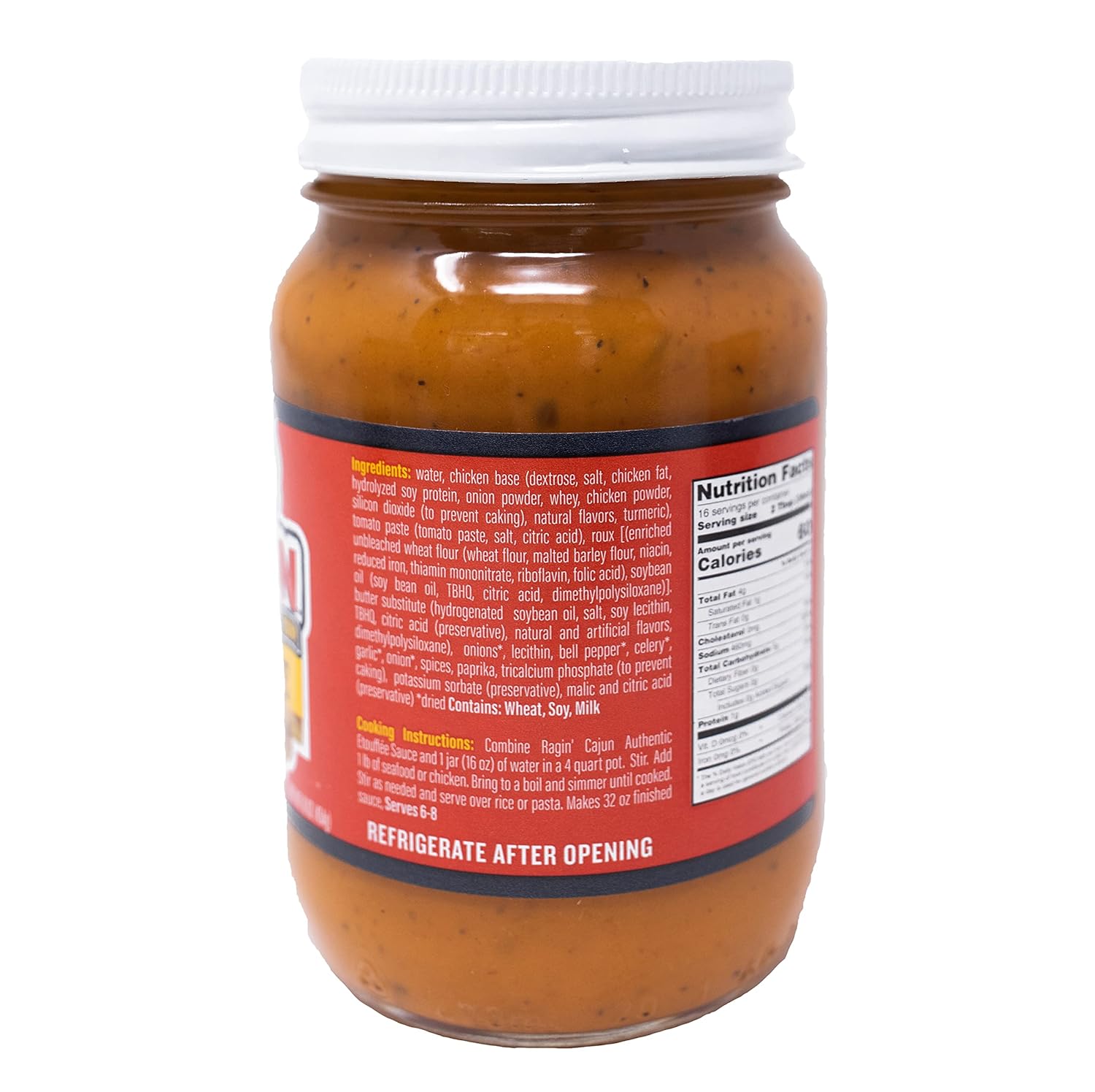 Ragin' Cajun Etouffée Sauce - 16 oz Jar, Pack of 4, Fully Cooked - Authentic Louisiana Creole Sauce for Shrimp & Chicken