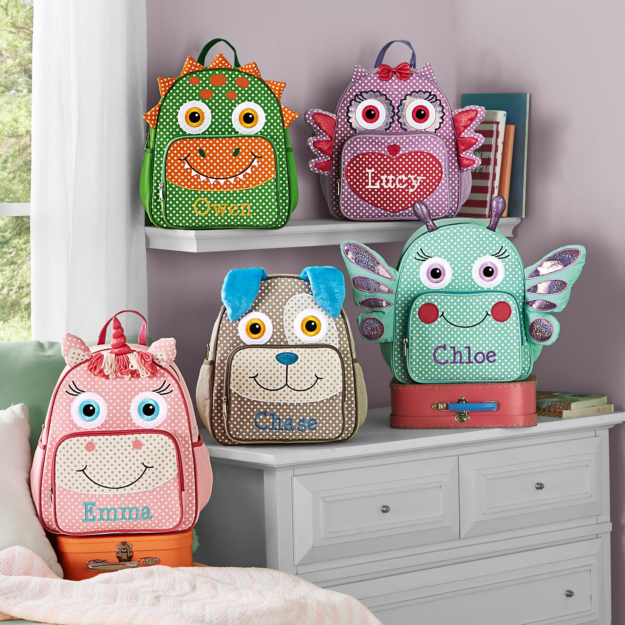 Let's Make Memories Kids Personalized Toddler Backpack for School - Custom Preschool Backpack, Little Critter, Aqua Butterfly