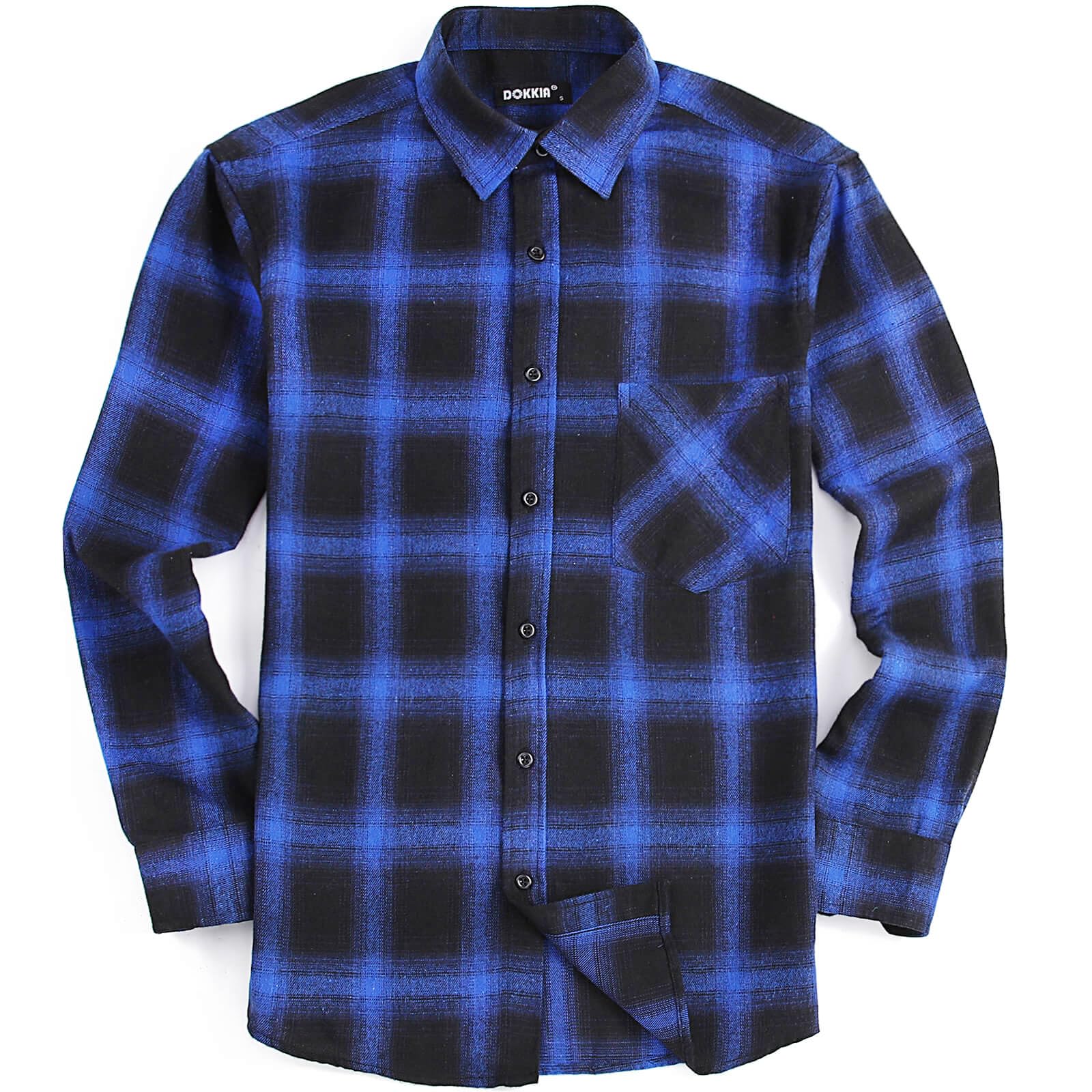 Men's Casual Dress Long Sleeve Buffalo Plaid Checkered Fitted Flannel Shirt