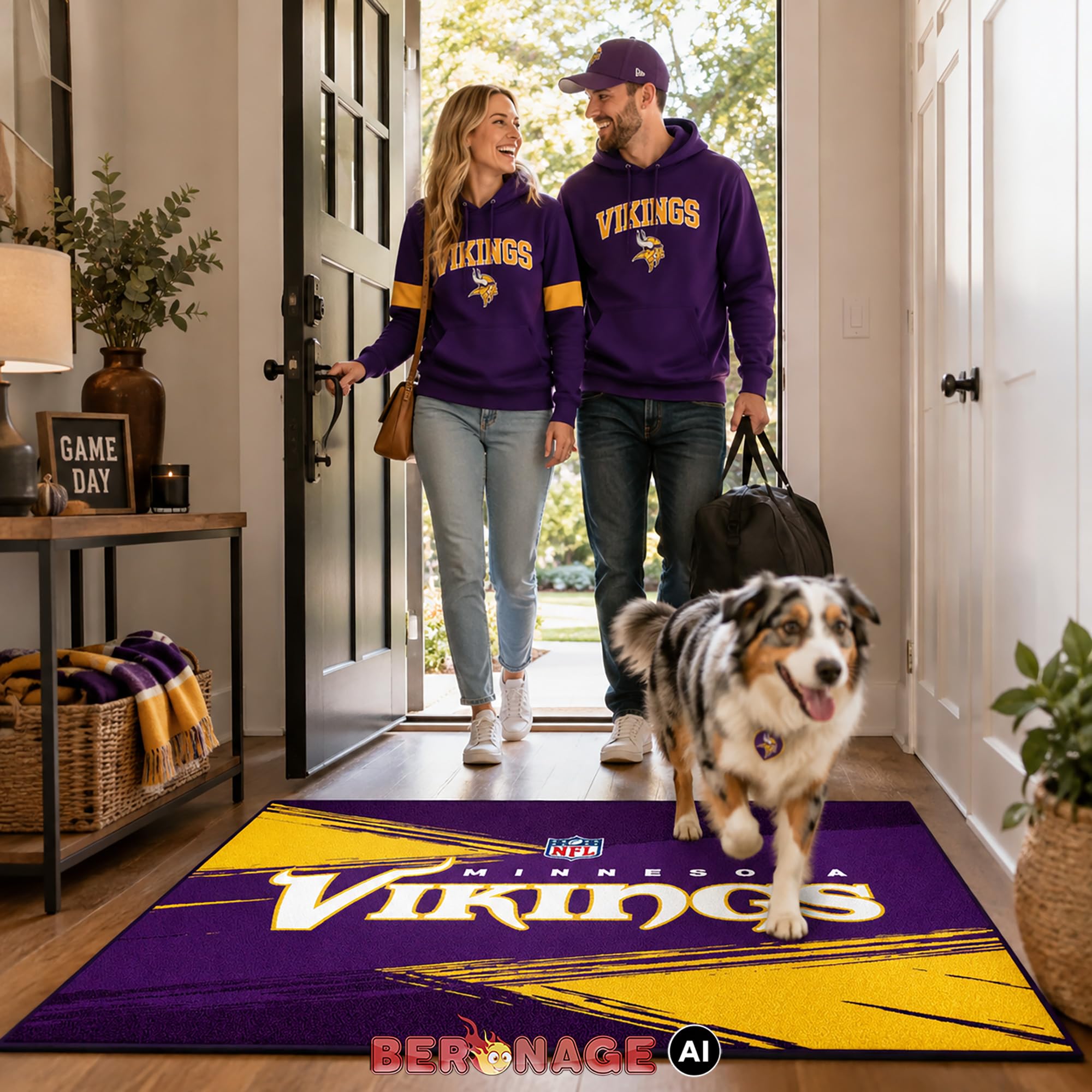 BERONAGE Minnesota Vikings dywan piłkarski NFL 100 x 130 cm - Skol Nation