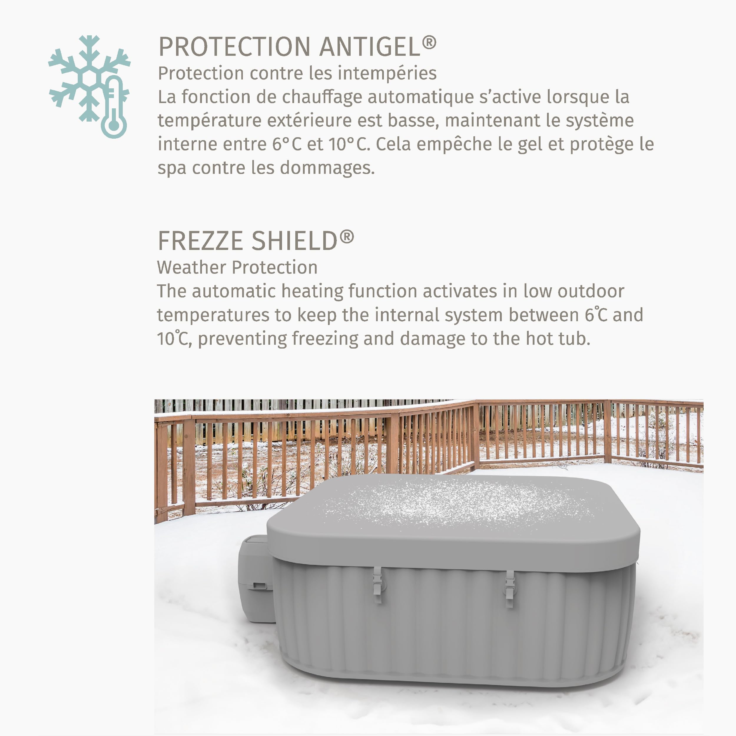 Hespéride - SPA Hinchable cómodo para 5 Personas, Color Topo, 293x230x71cm, 10 hidromasajes, 180 chorros de Aire, conexión WiFi - para jardín y terraza