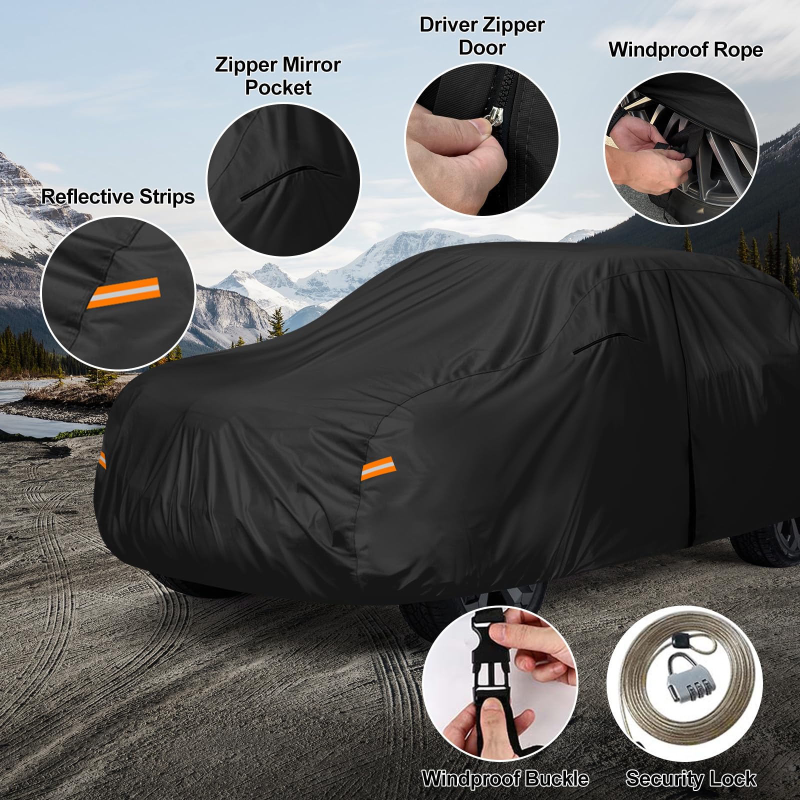 Funda de coche impermeable para Dacia Bigster/Renault Boreal 2024-2025, cubierta completa para coche, lona para invierno, verano, todo tipo de climas, cubierta con cremallera, con cierre de puerta