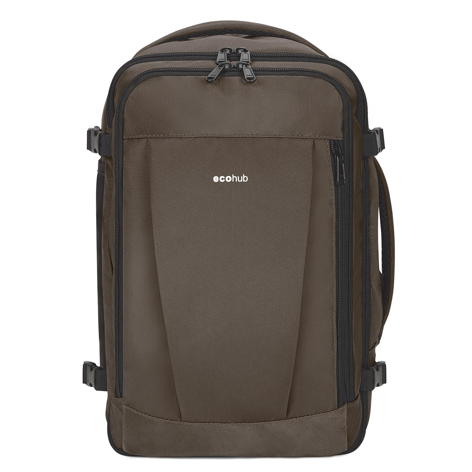ECOHUB Zaino Ryanair 40x20x25 Zaino da Viaggio 13 Tasche Bagaglio a Mano Zaino Valigia Sotto il Sedile Maniglia Borsa Ryanair Zaino Aereo Ecologica in PET Riciclato da 20 Litri, Brevettato(Marrone)